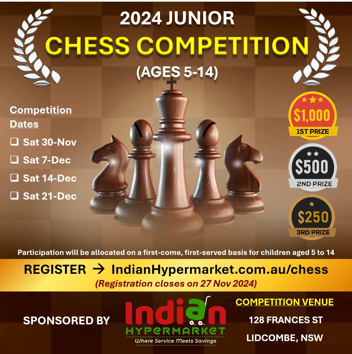 2024 Junior Chess Competition sponsored by Indian Hypermarket